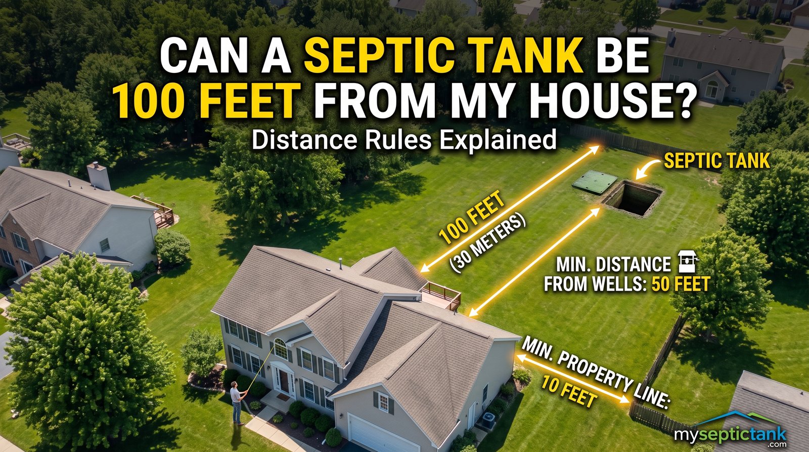 can a septic tank be 100 feet from my house
