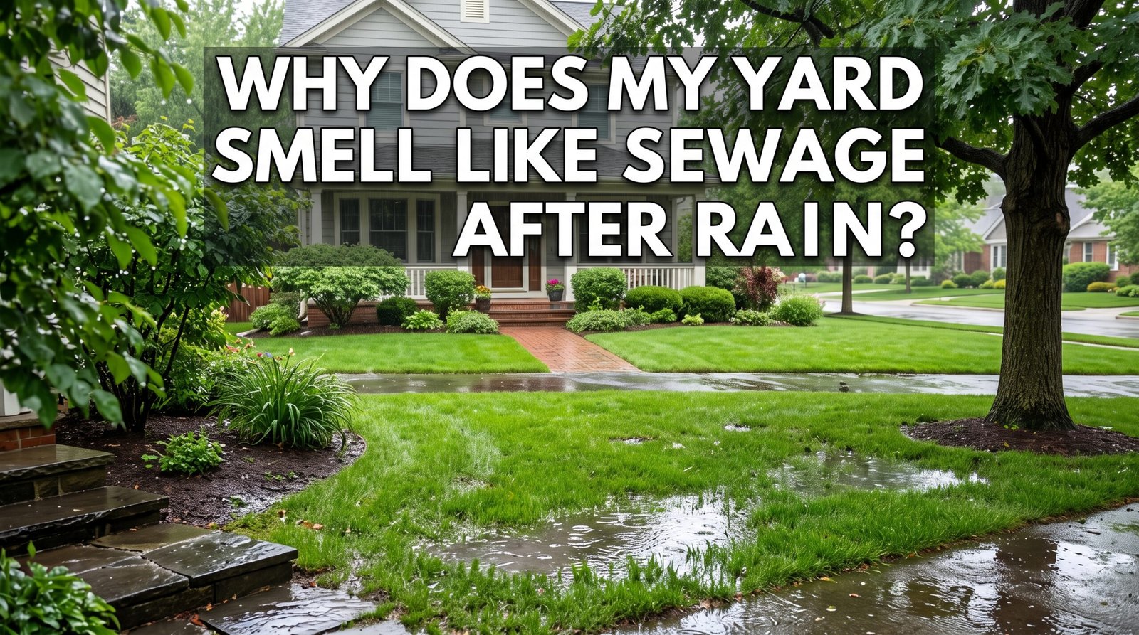 yard smells like sewage after rain